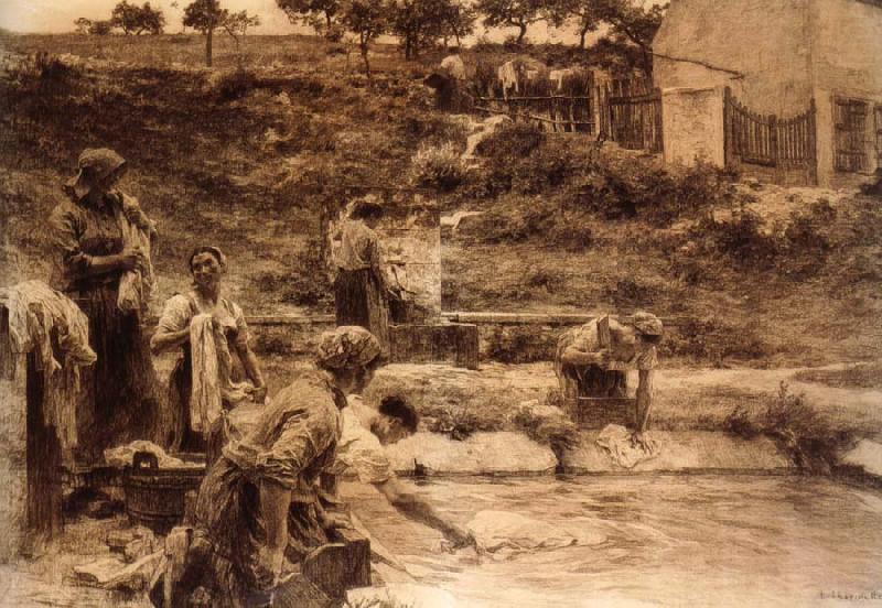 Washerwoman in Laundry, Leon Lhermitte